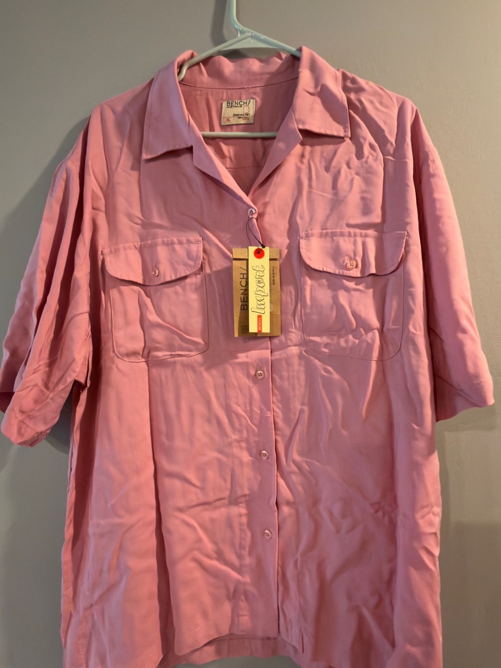 Bench Pink Short-Sleeve Button-Front Shirt with Chest Pockets
